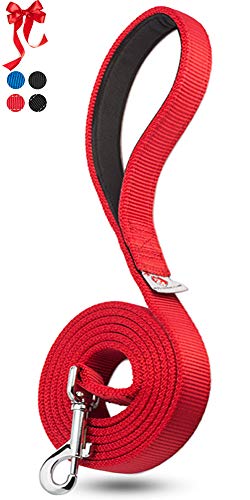 Product Cover PetsLoversClub Red Dog Training Leash - Comfortable Padded Handle to Hold Strong Dogs - Perfect Length to Walk and Train Puppy - Beautiful Great Gift for First Time Owners - 6 Feet Long x 1 Inch Wide