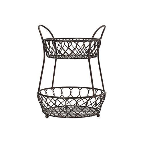 Product Cover Gourmet Basics by Mikasa 5158748 Loop and Lattice Wire Basket, Antique Black