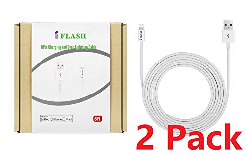 Product Cover [2Pack, Apple MFi Certified] iFlash 6ft Long Lightning to USB Sync & Charge Cable for iPhone Xs MAX/XR/XS/X / 8 Plus / 7 / 6S / 6 / SE / 5S, iPad Air 4/5/6 2017 2018, Mini 2/3/4, iPod Touch 5/6