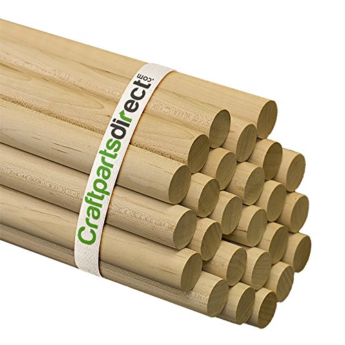 Product Cover 3/4 Inch x 48 Inch Wooden Dowel Rods - Unfinished Hardwood Dowels For Crafts & Woodworking - By Craftparts Direct - Bag of 5
