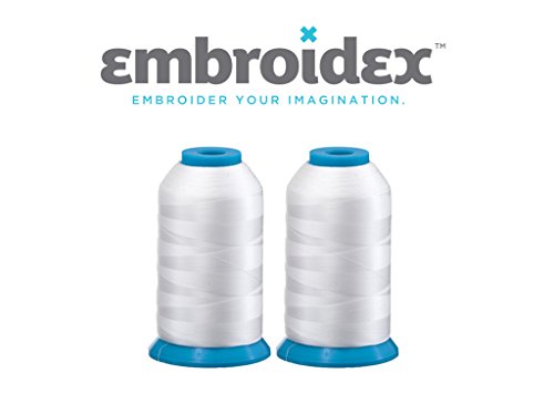 Product Cover Set of 2 Huge White Spools Bobbin Thread for Embroidery Machine and Sewing Machine - 5500 Yards Each - Polyester -Embroidex