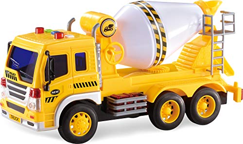 Product Cover Memtes Friction Powered Cement Mixer Truck Toy with Lights and Sound for Kids