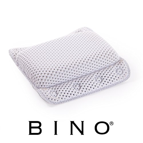 Product Cover BINO Non-Slip Cushioned Bath Pillow With Suction Cups, White - Spa Pillow Bath Pillows For Tub Neck And Back Support Bathtub Pillow Bath Pillows For Tub Bath Accessories Set Bath Tub Pillow Rest