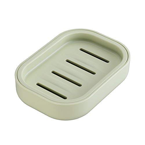 Product Cover UVIVIU Plastic Soap Dish for Shower,Small bar soap holder, Keeps Soap Dry,Easy Cleaning,Drain (Light Green)