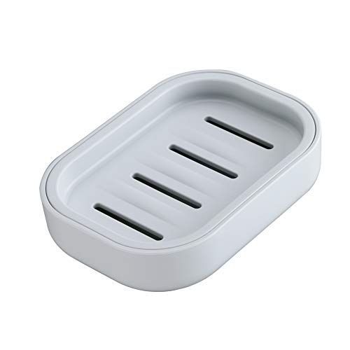 Product Cover UVIVIU PP Plastic Box,Dish, Container, Keeps Soap Dry,Easy Cleaning,Drain, Grey Blue
