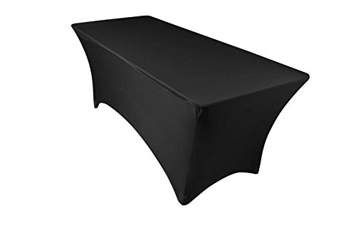 Product Cover EL Event Linens 6 ft Stretch Tablecloth (Black) | Rectangular Spandex Table Cover-Tight Fit Linen-Fitted Tablecloth for DJ, Tradeshows, Vendors, Weddings, etc