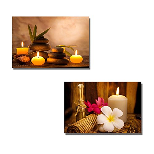 Product Cover wall26 - Canvas Prints Wall Art - Spa Still Life with Aromatic Candles and Frangipani | Modern Wall Decor/Home Decoration Stretched Gallery Canvas Wrap Giclee Print - 16