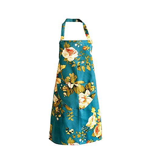 Product Cover Honey Bee Retro Fashion Pretty Young 2-pocket Chef's Apron, Light Blue/white Flowers (Light Blue/White Flowers)