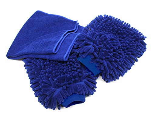 Product Cover Premium Car Wash Mitt - 2-Pack - Free Polishing Cloth, High Density, Ultra-soft Microfiber Wash Glove, Lint Free, Scratch Free - Use Wet or Dry,