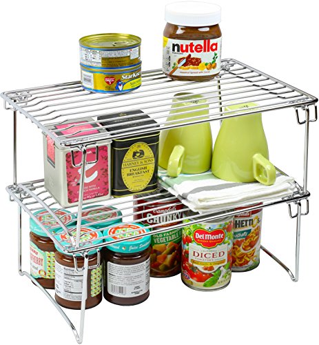 Product Cover 2 Pack - DecoBros Stackable Kitchen Cabinet Organizer, Chrome