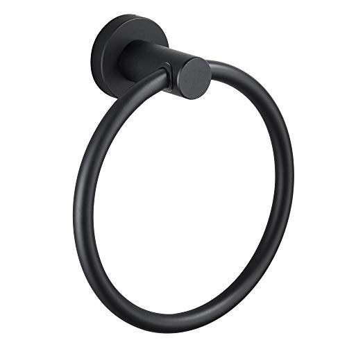 Product Cover Marmolux Acc Towel Ring Rubber Matte Black Bathroom Towel Holder Wall Mount Hand Towel Holder Swivel Round Towel Hanger Under Cabinet for Bath Kitchen Space Saver Stainless Steel Bathroom Hardware