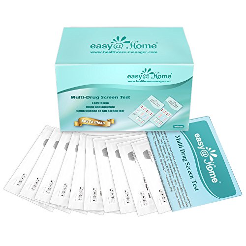 Product Cover 10 Pack Easy@Home 5 Panel Instant Drug Test Kits - Testing Marijuana (THC), COC, OPI 2000, AMP, BZO - Urine Dip Drug Testing - #EDOAP-754