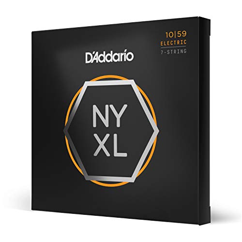Product Cover D'Addario NYXL1059 Nickel Plated Electric Guitar Strings, Regular Light,7-String,10-59 - High Carbon Steel Alloy for Unprecedented Strength - Ideal Combination of Playability and Electric Tone