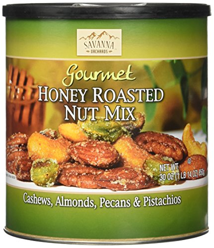 Product Cover Savanna Orchards Gourmet Honey Roasted Nut Mix - Cashews, Almonds, Pecans and Pistachios (30 oz)