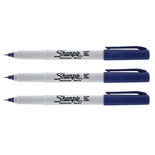 Product Cover Sharpie ultra fine point permanent markers Navy blue color / 3 Pcs. of Set
