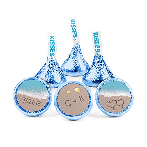 Product Cover Personalized Wedding Stickers for Hershey's Kisses Beach Theme Favors (108 Count)