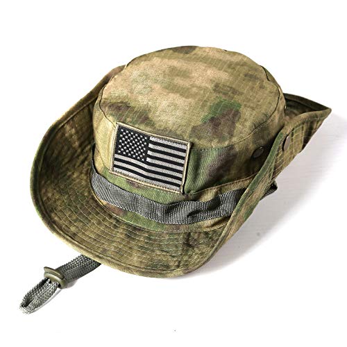 Product Cover massmall Military Tactical Head Wear/Boonie Hat Cap with USA Patch For Wargame,Sports,Fishing &Outdoor Activties Multicam