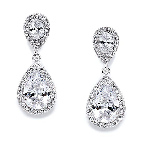 Product Cover Mariell Dainty Cubic Zirconia Crystal Teardrop Earrings for Brides, Wedding & Bridal Jewelry for Women