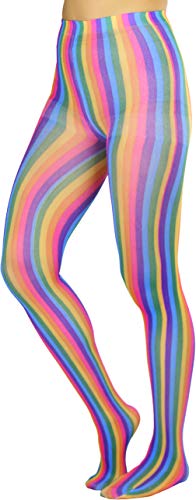 Product Cover ToBeInStyle Women's Spandex Opaque Pantyhose With Verticle Rainbow Stripes