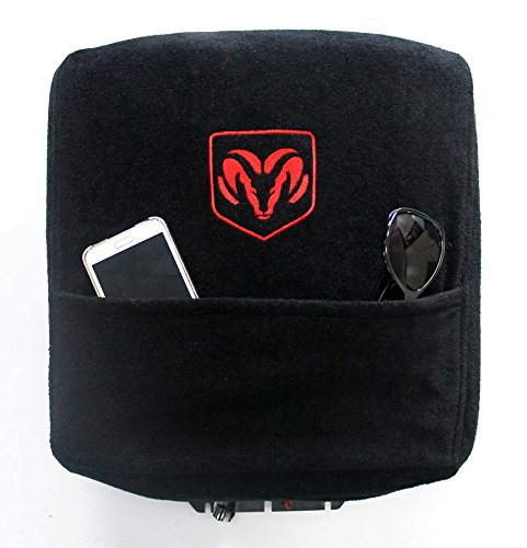 Product Cover Seat Armour Custom Fit Officially Licensed Center Console Cover with Ram Embroidered Logo for Select Ram Models - (Black)