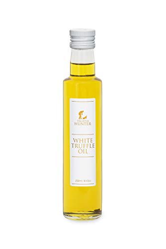 Product Cover TruffleHunter White Truffle Oil Double Concentrate - Real Truffle Pieces in Bottle Olive Oil (8.45 Oz) - Gourmet Food Seasoning Marinade Garnish Salad Dressing - Kosher Vegan Vegetarian & Gluten Free
