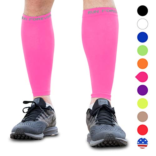 Product Cover Calf Compression Sleeves - Leg Compression Socks for Runners, Shin Splint, Varicose Vein & Calf Pain Relief - Calf Guard Great for Running, Cycling, Maternity, Travel, Nurses (Pink, Medium)