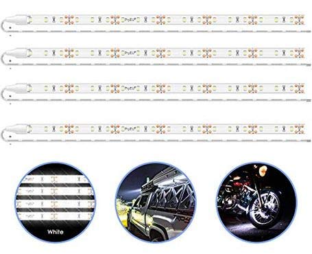Product Cover PryEU Daylight White 6000K LED Strip Lights 12V Waterproof for Auto Car Truck Boat Motorcycle Interior Lighting 12'' 30CM 3528 SMD UL Listed Pack of 4