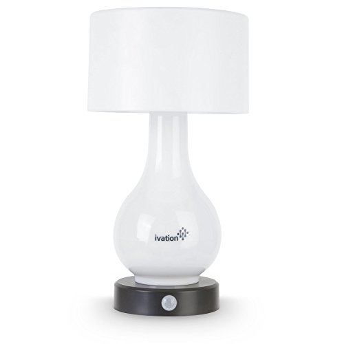 Product Cover Ivation 6-LED Battery Operated Motion Sensing Table Lamp - Multi Zone Light: Body Only, Shade Only, or Both Body & Shade - can Also Light Continuously White