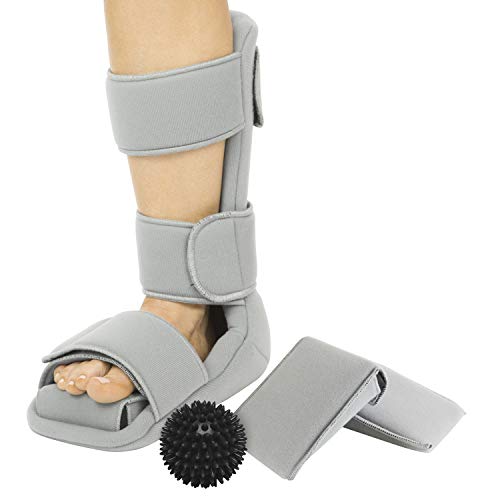 Product Cover Vive Plantar Fasciitis Night Splint Plus Trigger Point Spike Ball - Soft Leg Brace Support, Orthopedic Sleeping Immobilizer Stretch Boot - Heel Spur, Foot Pain, Achilles Inflammation, Soreness Relief
