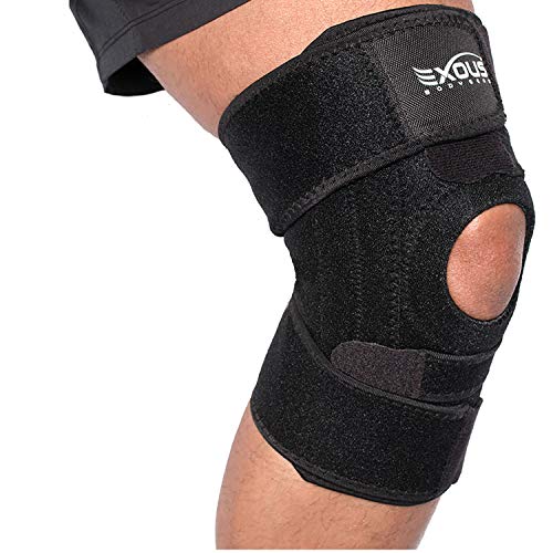 Product Cover EXOUS Knee Brace Support Protector - Relieves Patella Tendonitis - Jumpers Knee Mensicus Tear - ACL Lateral & Medial Ligament Sprains Comfort Design True Non-Slip FIT for Arthritis - Sport - Running