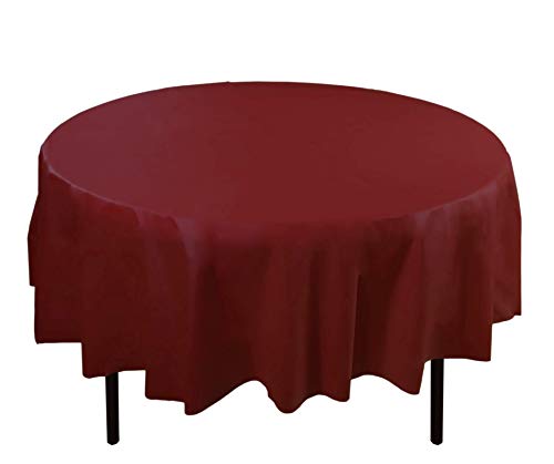 Product Cover Exquisite 12-Pack Premium Plastic 84-Inch Round Tablecloth, Burgundy