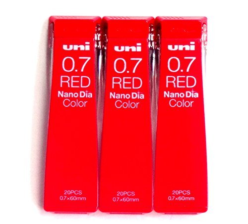 Product Cover Uni Mechanical Pencil Lead Nano Dia Color 0.7mm, Red (U07202NDC.15), 20 Leads 3 Pack/Total 60 Leads (Japan Import) [Komainu-Dou Original Package]