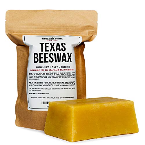 Product Cover Texas Beeswax 1 LB, Filtered Yellow Wax from Texas Beekeepers - Smells Like Honey, Clean, Perfect to Make Candles, Lip Balms and Lotions - by Better Shea Butter