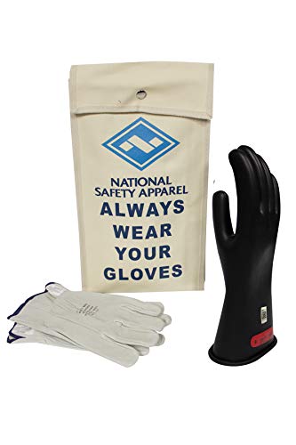 Product Cover National Safety Apparel Class 0 Black Rubber Voltage Insulating Glove Kit with Leather Protectors, Max. Use Voltage 1,000V AC/ 1,500V DC (KITGC009)