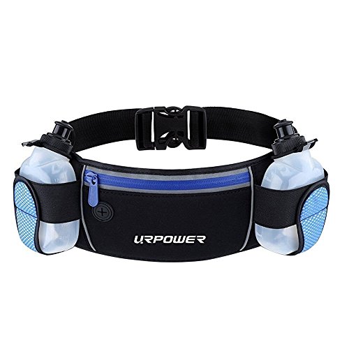 Product Cover URPOWER Running Belt Multifunctional Zipper Pockets Water Resistant Waist Bag, With 2 Water Bottles Waist Pack for Running Hiking Cycling Climbing and for 6.1 inches Smartphones