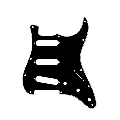 Product Cover Musiclily SSS 11 Hole Strat Electric Guitar Pickguard for Fender USA/Mexican Made Standard Stratocaster Squier Modern Style Guitar Parts,3Ply Black