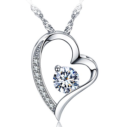 Product Cover sephla 14k White Gold Plated Forever Lover Heart Pendant Necklace
