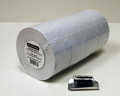 Product Cover Amram 20x17 White Pricing/Marking Labels, 1 Sleeve of 8 Rolls/14,000 Labels. Includes 1 Free Ink Roller Replacement. Labels & Ink Roller Compatible w/Monarch 1136.