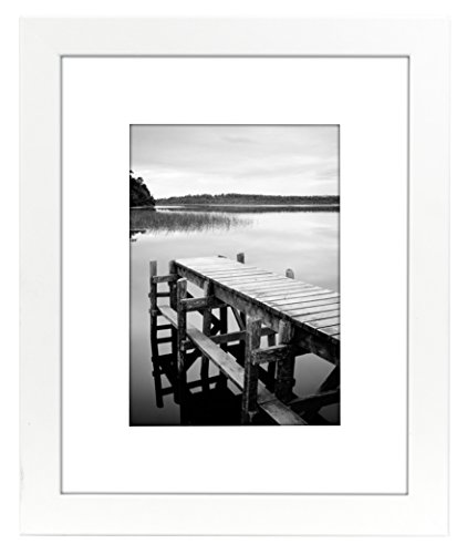 Product Cover Americanflat 8x10 White Picture Frame - Matted to Display Photographs 5x7 or 8x10 Without Mat Materials - Ready to Display on Table Top