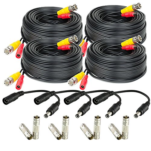 Product Cover Amcrest 4-Pack 60 Feet Pre-Made All-in-One Siamese BNC Video and Power CCTV Security Camera Cable with Two Female Connectors for 960H & HD-CVI Camera and DVR (SCABLEHD60B-4pack)