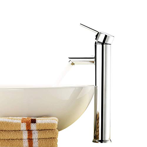 Product Cover Zingcord Single Lead Free Handle Contemporary Bathroom Lavatory Vanity Vessel Sink Faucet Chrome Tall Spout Mixer Taps Plumbing Fixtures Single Hole Bowl Sink