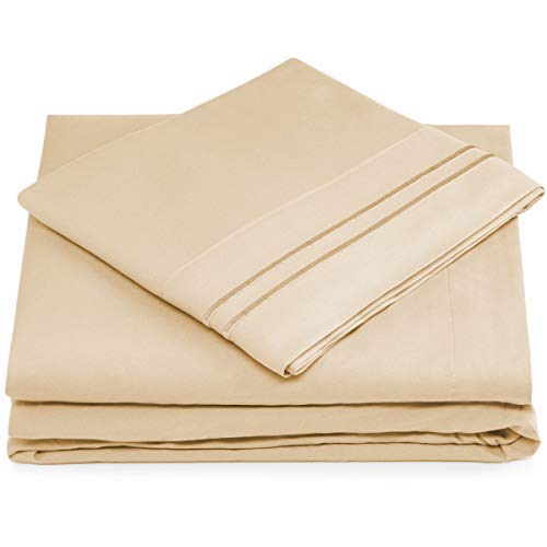 Product Cover King Size Sheet Set - 4 Piece Set - Deep Pocket - Super Soft Luxury Hotel Bed Sheets - Hypoallergenic - Stain, Fade & Wrinkle Resistant - Kings Sheets - Cozy - Cream Bedsheets - 4 PC