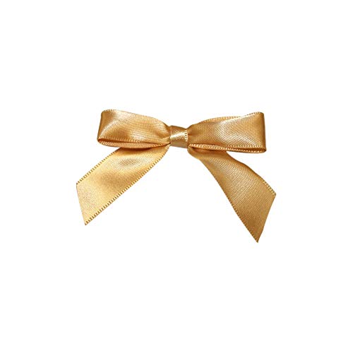 Product Cover Reliant Ribbon 5171-92803-2X1 Satin Twist Tie Bows - Small Bows, 5/8 Inch X 100 Pieces, Old Gold