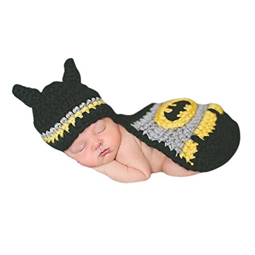 Product Cover Pinbo Newborn Baby Boy Crochet Bats Hat & Cape Set Costume Photogtaphy Prop