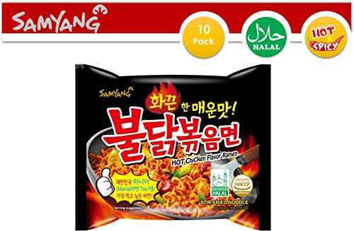 Product Cover Samyang Instant Ramen Noodles, Halal Certified, Spicy Stir-Fried Chicken Flavor (Pack of 10)
