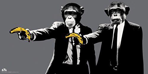 Product Cover Monkeys Banana Guns Novelty College Art Print (Unframed 12x24 Poster)