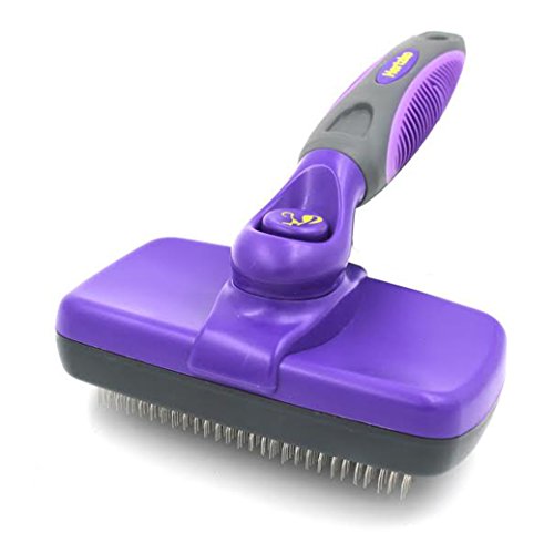 Product Cover Hertzko Self Cleaning Slicker Brush - Gently Removes Loose Undercoat, Mats and Tangled Hair - Your Dog or Cat Will Love Being Brushed with The Grooming Brush