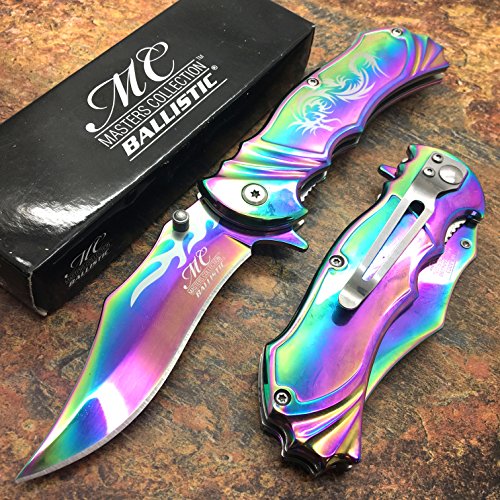 Product Cover Master Collection MC Ballistic All Rainbow Fantasy Dragon Titanium Folding Hunting Tactical Designers Pocket Knife