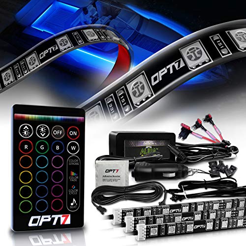 Product Cover OPT7 Aura 4pc Boat Interior Glow LED Lighting Kit | Multi-Color Accent Neon Strips w/Switch