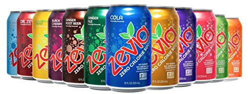 Product Cover Zevia Zero Calorie Soda, Rainbow Variety Pack, Naturally Sweetened Soda, (24) 12 Ounce Cans; Cola, Ginger Root Beer, Cream Soda, Black Cherry, Dr. Zevia, Orange, Grape, and More Sugar Free Favorites